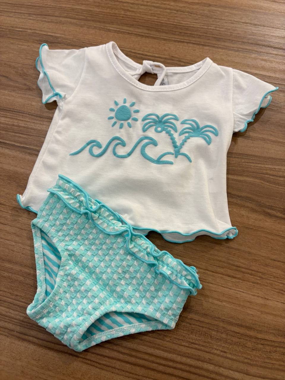 Completo Costume e T-SHIRT VERDE ACQUA CALAMARO