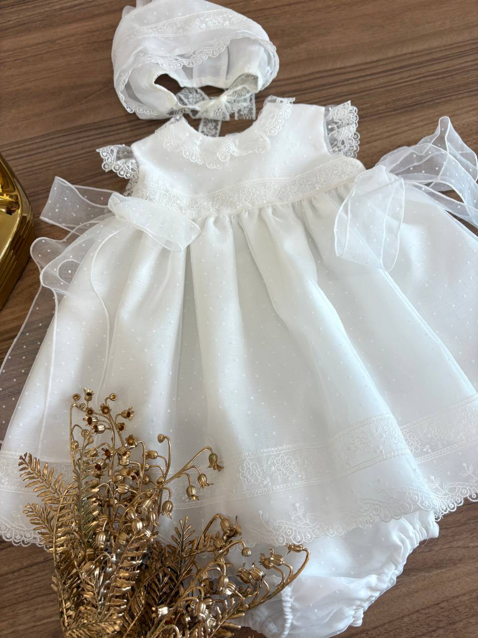 Abito Battesimale RICAMO FIORE NISERET