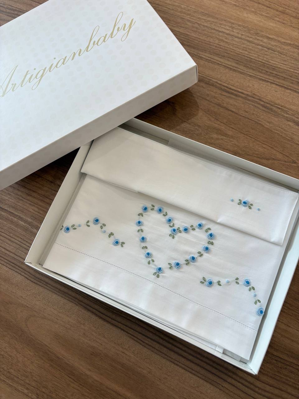 Lenzuolino CUORE BIANCO E CIELO ARTIGIANBABY