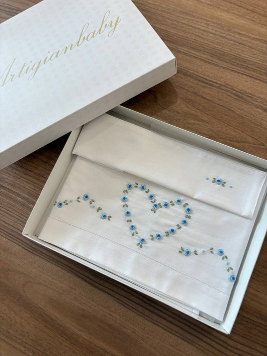 Lenzuolino CUORE BIANCO E CIELO ARTIGIANBABY