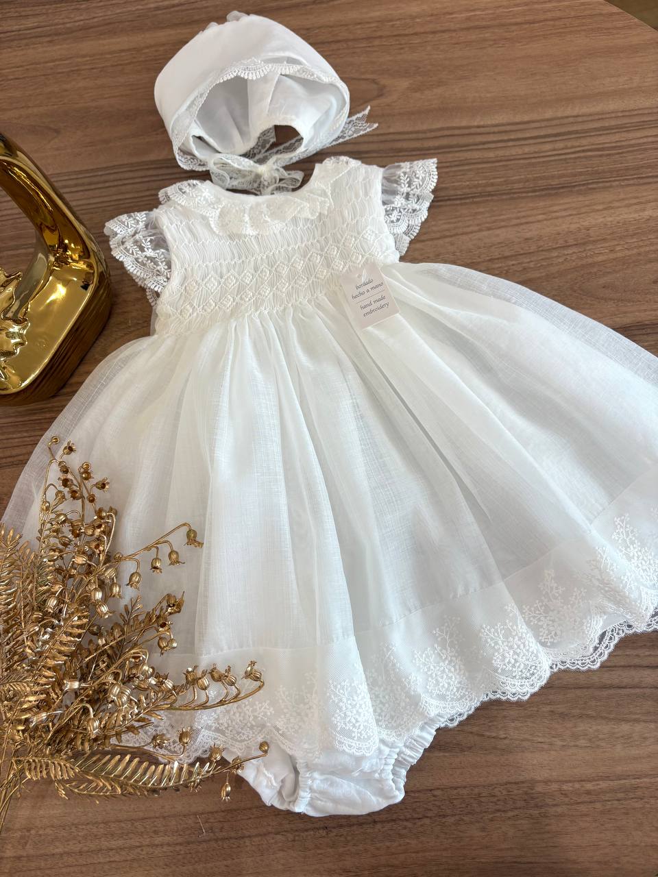 Abito BATTESIMALE BIANCO PUNTO SMOCK NISERET