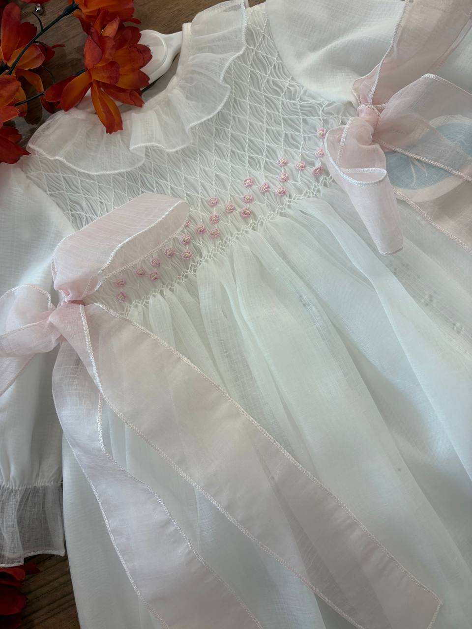 Abito Battesimale PUNTO SMOCK ROSA NISERET