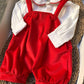 SALOPETTE E CAMICIA ROSSO PAPPA E LATTE