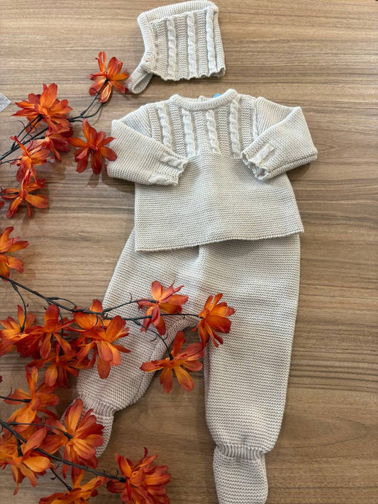 Tutina SPEZZATA CON CUFFIA BEIGE SARDON