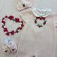 COORDINATO NASCITA CUORE DI ROSE ROSA BEBÉ DI ALMY