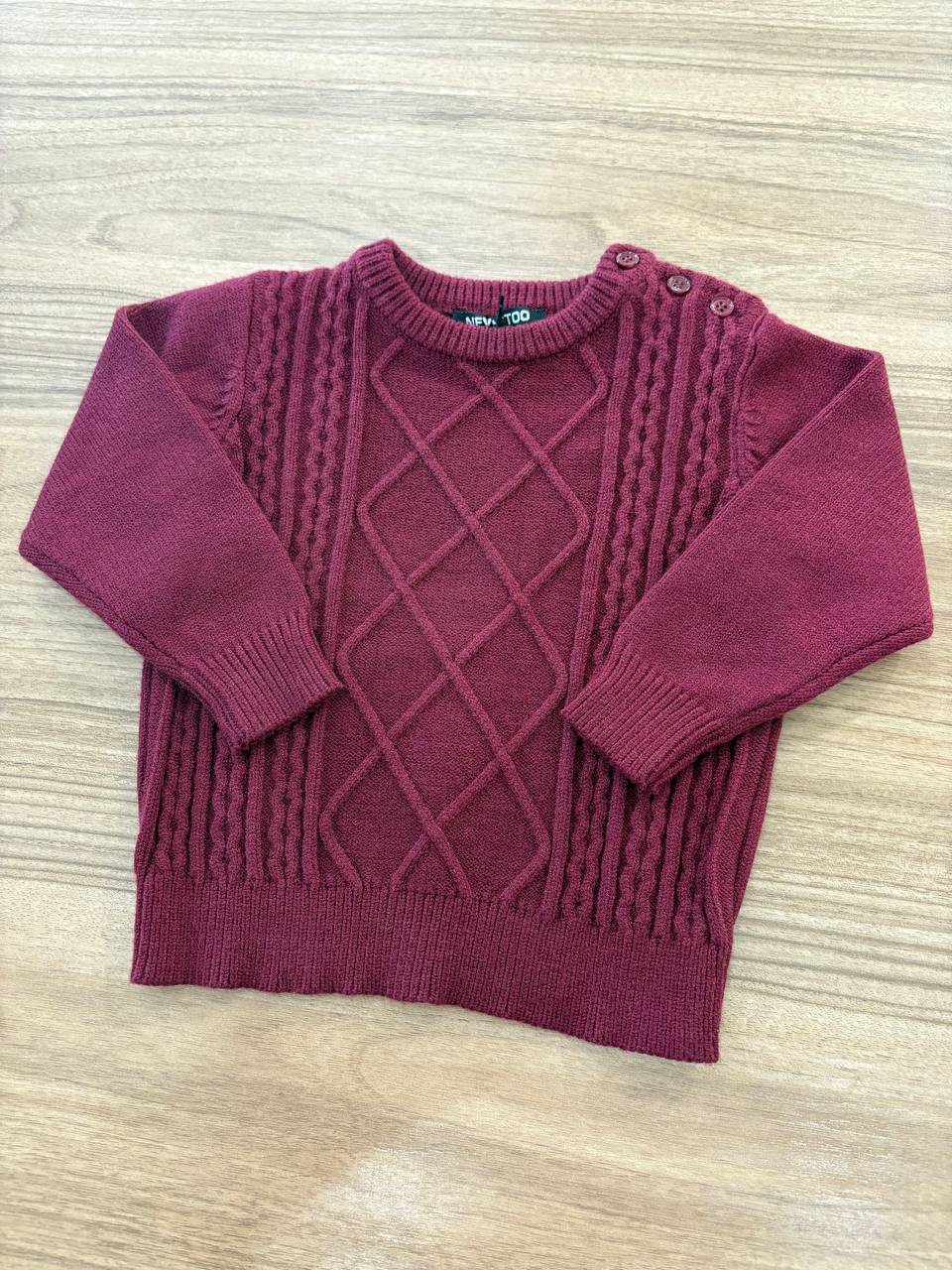 MAGLIONCINO BORDEAUX TRECCE E ROMBI NEVER TOO