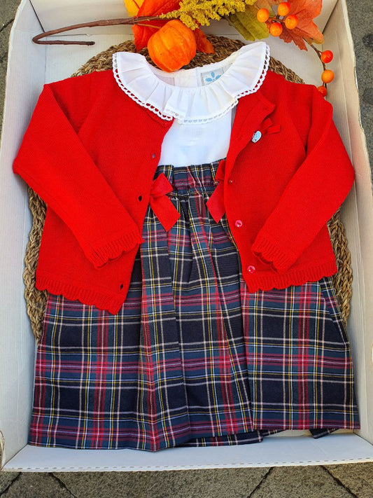 ABITINO SALOPETTE TARTAN CON CARDIGAN SARDON