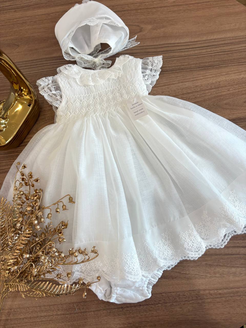 Abito BATTESIMALE BIANCO PUNTO SMOCK NISERET