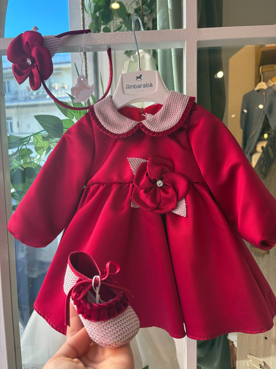 Abito rosso CON FIORE AMBARABÀ
