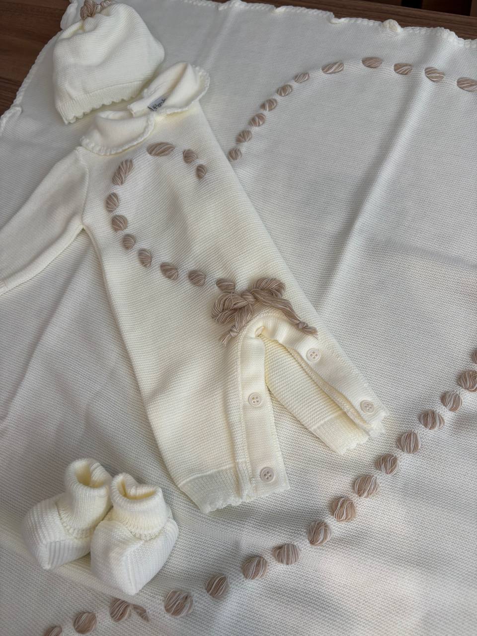 Coordinato "CUORE DI MAMMA E FIGLIO" PANNA PAPPA&LATTE