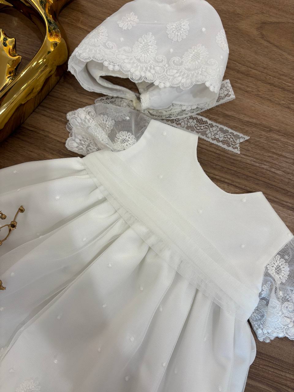 Abito Battesimale bianco RICAMI FIORI NISERET