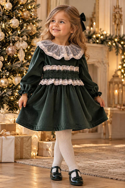 Abito Petit Noël VERDE IN VELLUTO FOFETTES
