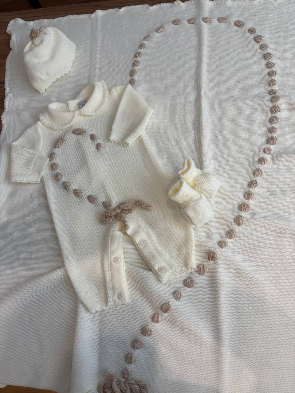 Coordinato "CUORE DI MAMMA E FIGLIO" PANNA PAPPA&LATTE