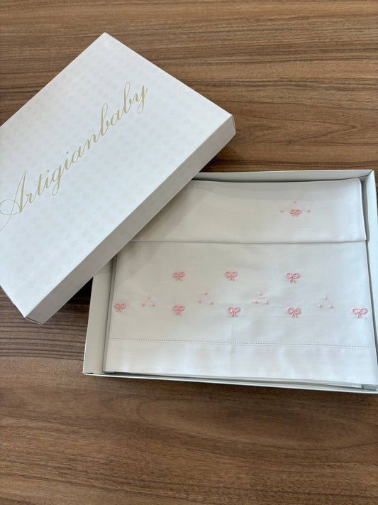 Lenzuolino FIOCCHI BIANCO E ROSA ARTIGIANBABY