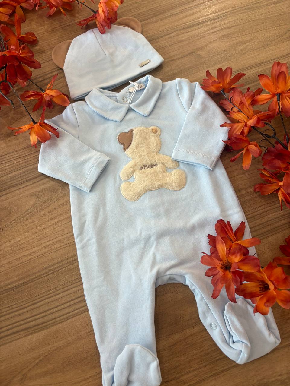 Tutina e cappellino ORSETTO CELESTE LE BEBÉ