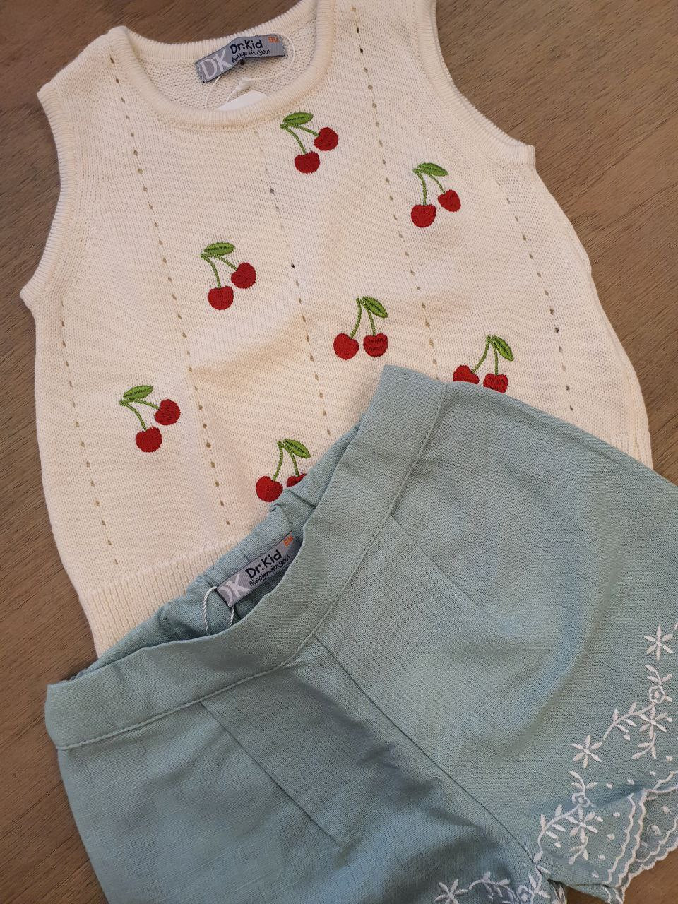 Completo canotta ciliegie e SHORTS lino DR KID