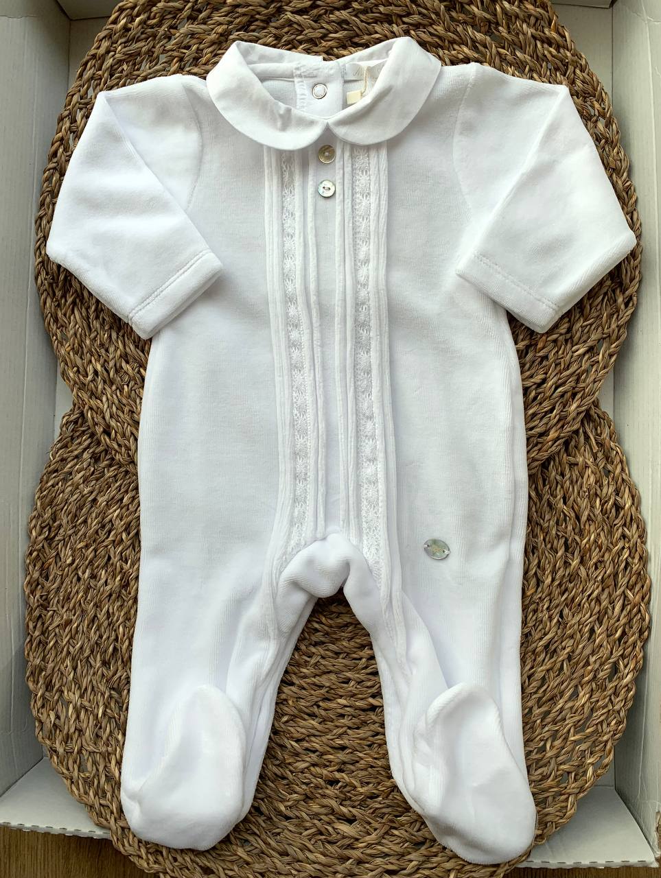 Tutina ciniglia BIANCA RICAMI MARTINARANDA