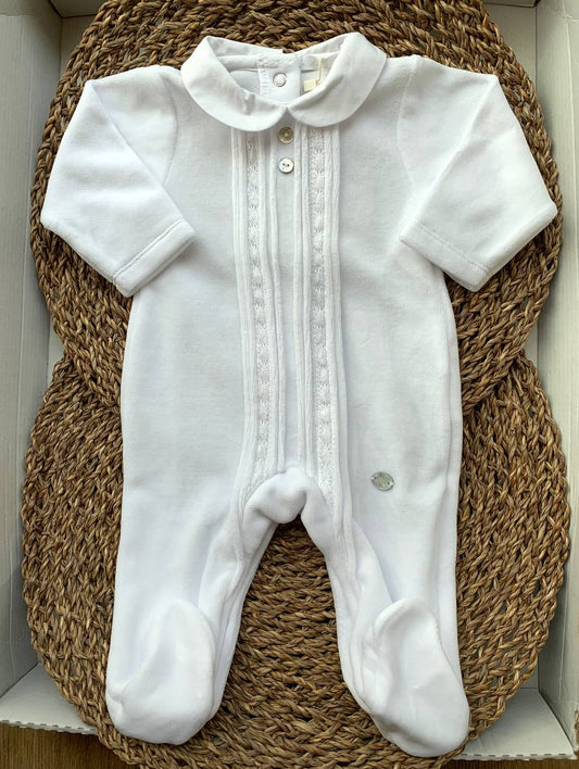 Tutina ciniglia BIANCA RICAMI MARTINARANDA