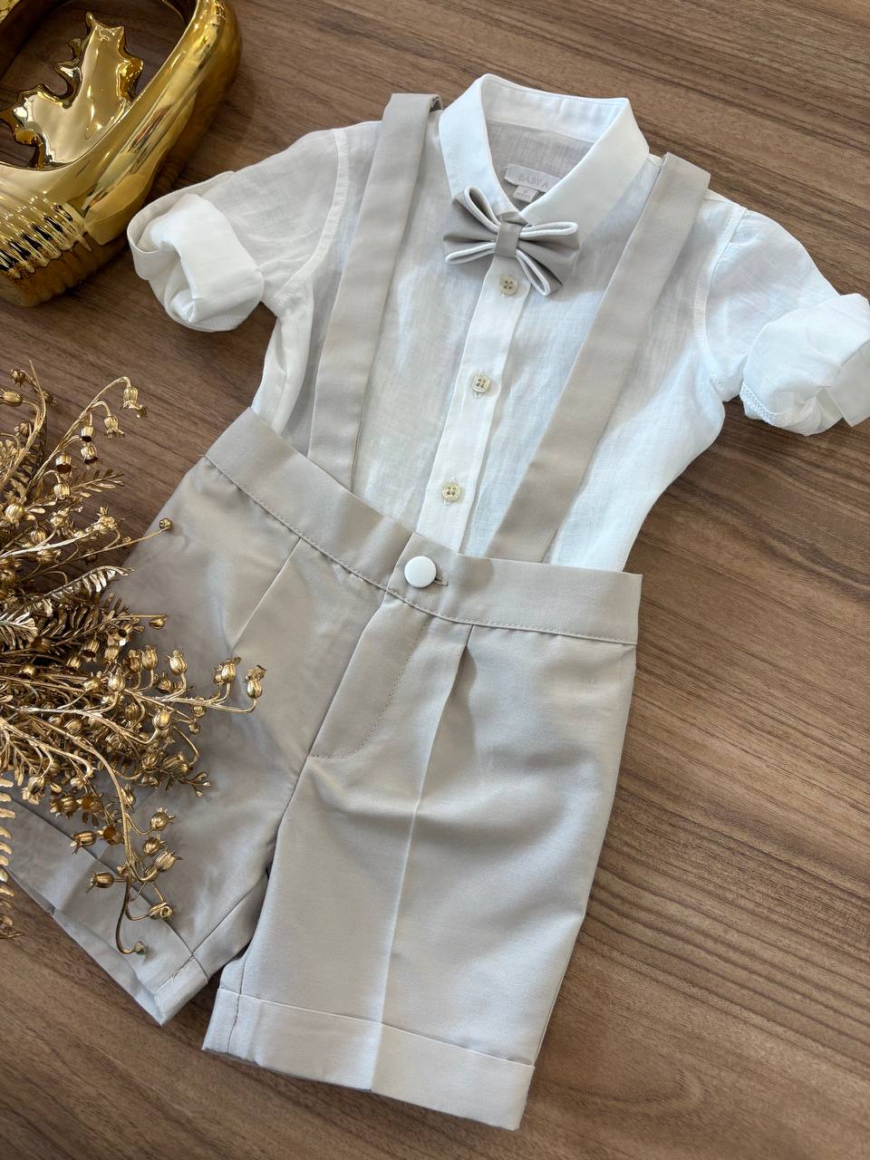 Completo ELEGANTE CON GILET BIANCO& TORTORA BABY A.