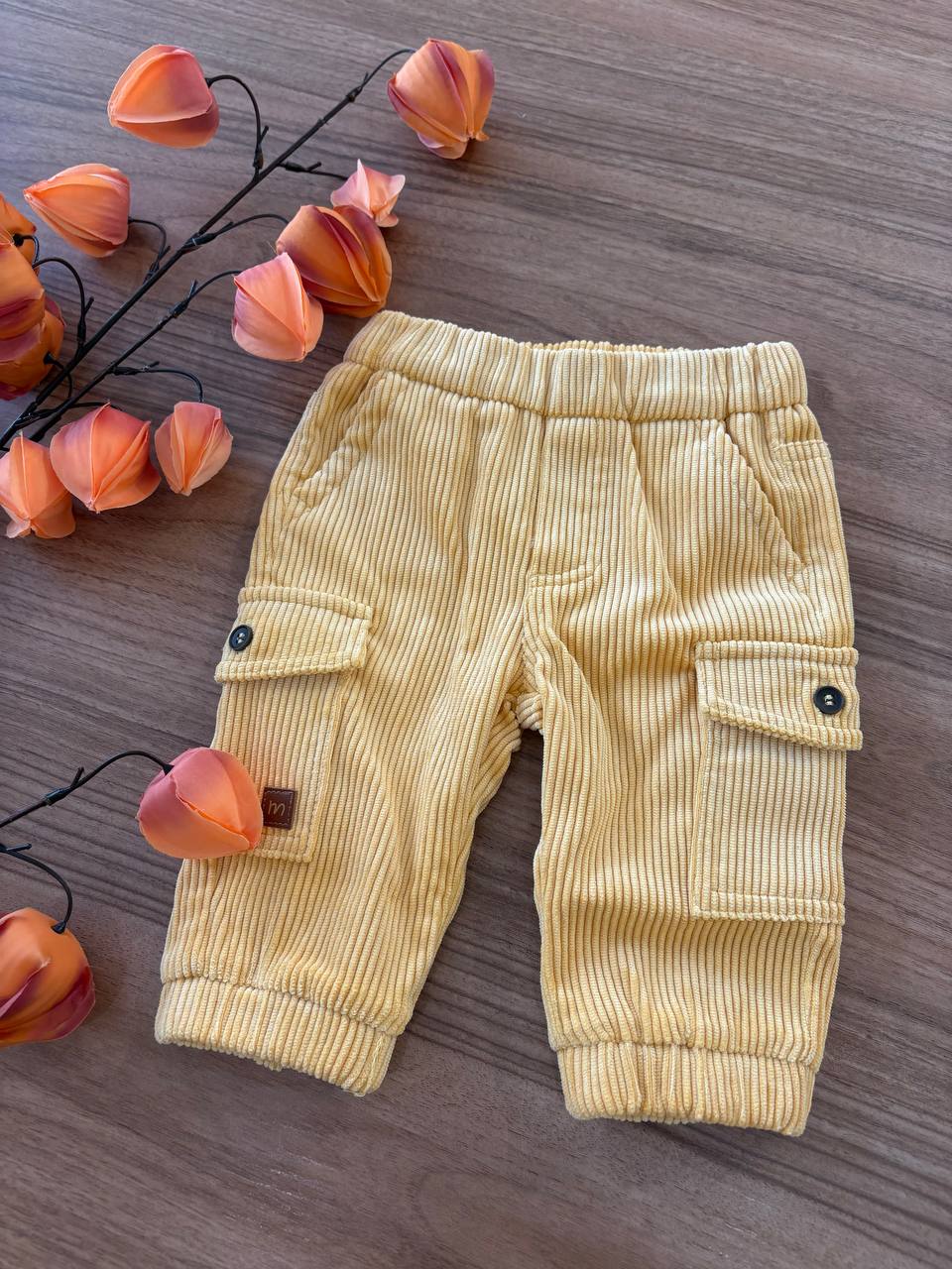 Pantalone CARGO IN VELLUTO GIALLO MINIBANDA