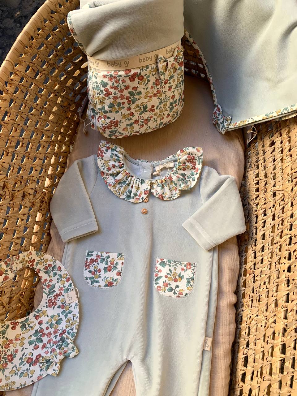 Tutina ciniglia verde salvia FLOREALE BABY GI