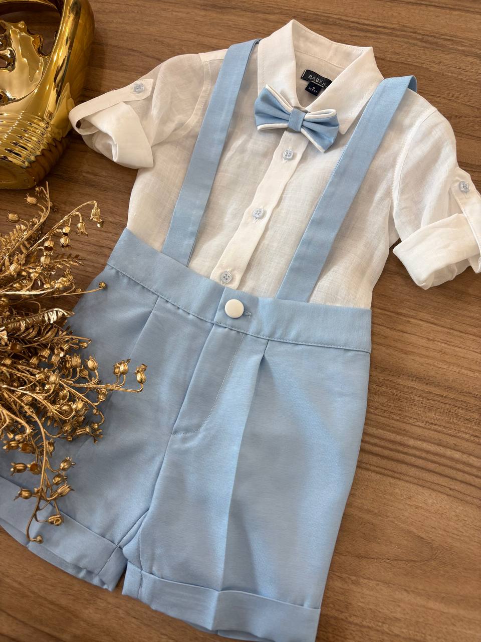 Completo ELEGANTE CON GILET BIANCO& AZZURRO BABY A.