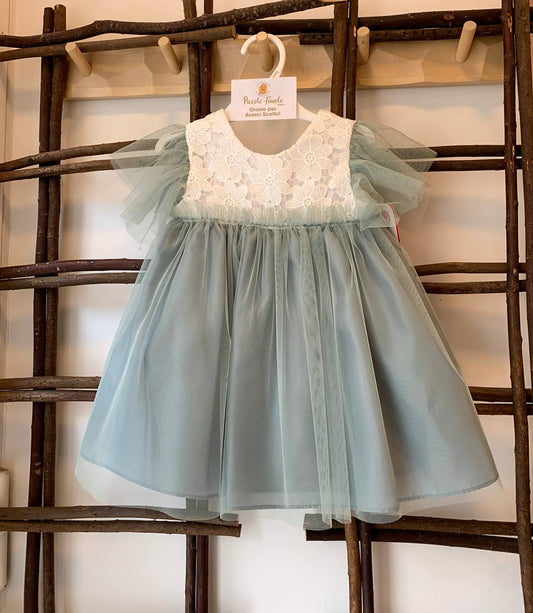 VESTITO VERDE CON FIORI RICAMATI DEL SUR