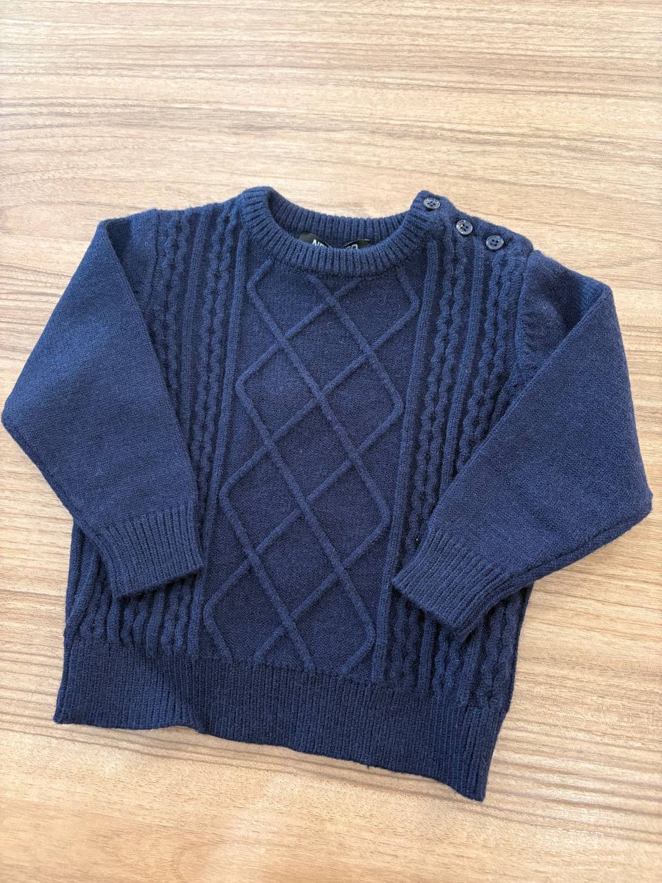 Maglioncino BLU TRECCE E ROMBI NEVER TOO