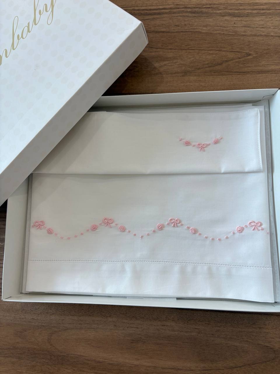 Lenzuolino NIDO D'AMORE BIANCO E ROSA ARTIGIANBABY