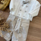 Completo ELEGANTE CON CARDIGAN DOPPIO PETTO BIANCO& TORTORA BABY A.