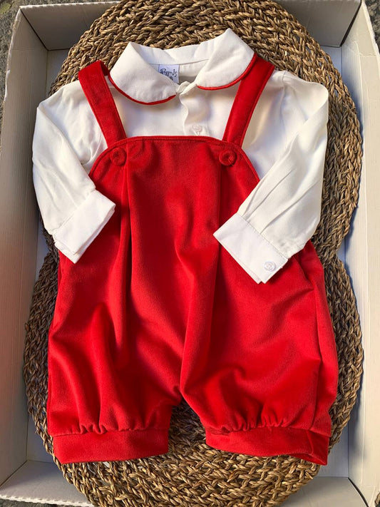SALOPETTE E CAMICIA ROSSO PAPPA E LATTE