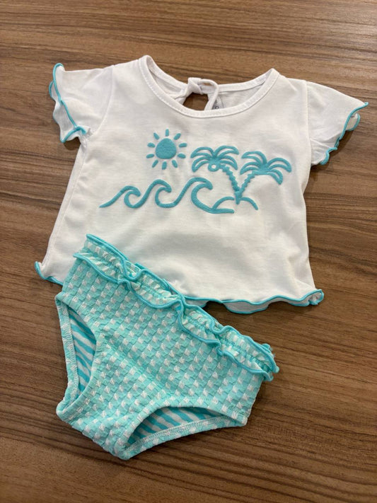 Completo Costume e T-SHIRT VERDE ACQUA CALAMARO