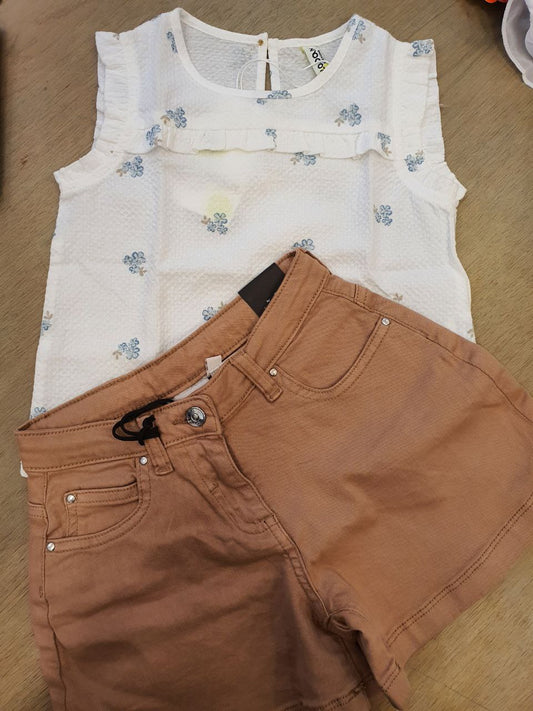 Completo CANOTTA E SHORTS DI JEANS MARRONE