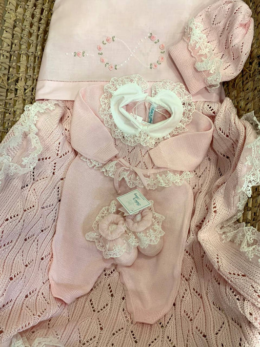 Coordinato Pizzo Rosa Bebè di Almy