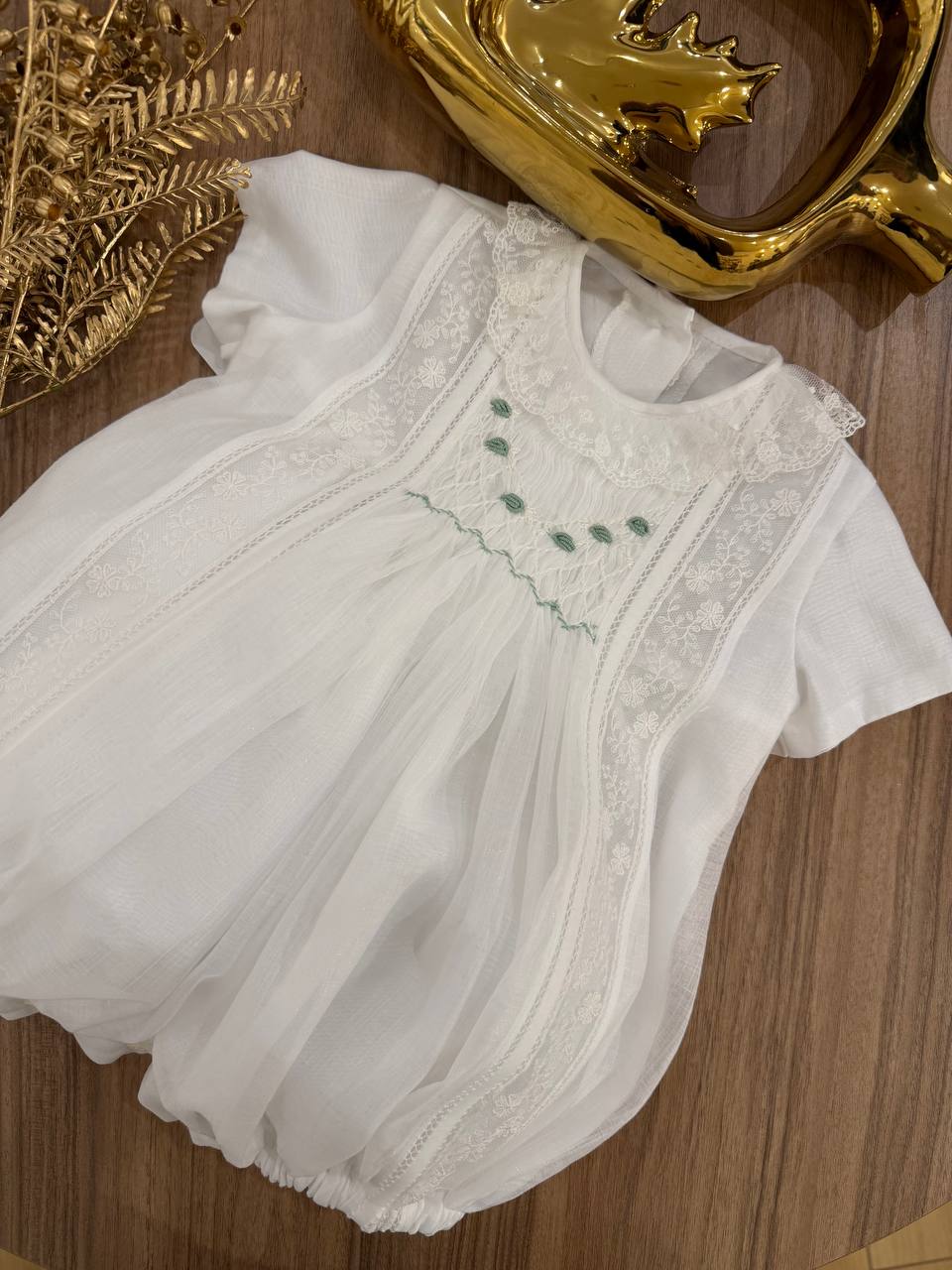 PAGLIACCETTO BATTESIMALE Bianco e VERDE CHARO