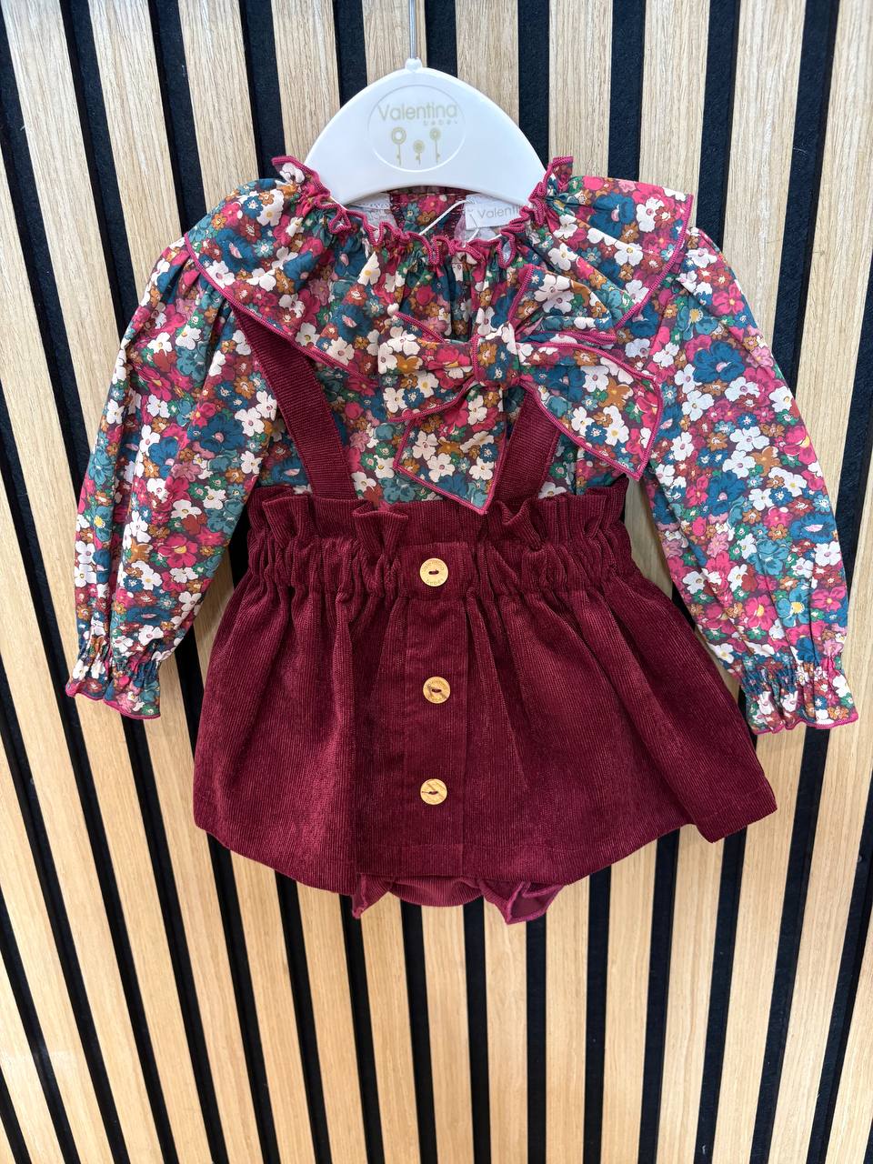 Salopette BORDEAUX FLOREALE VALENTINA BEBÈS