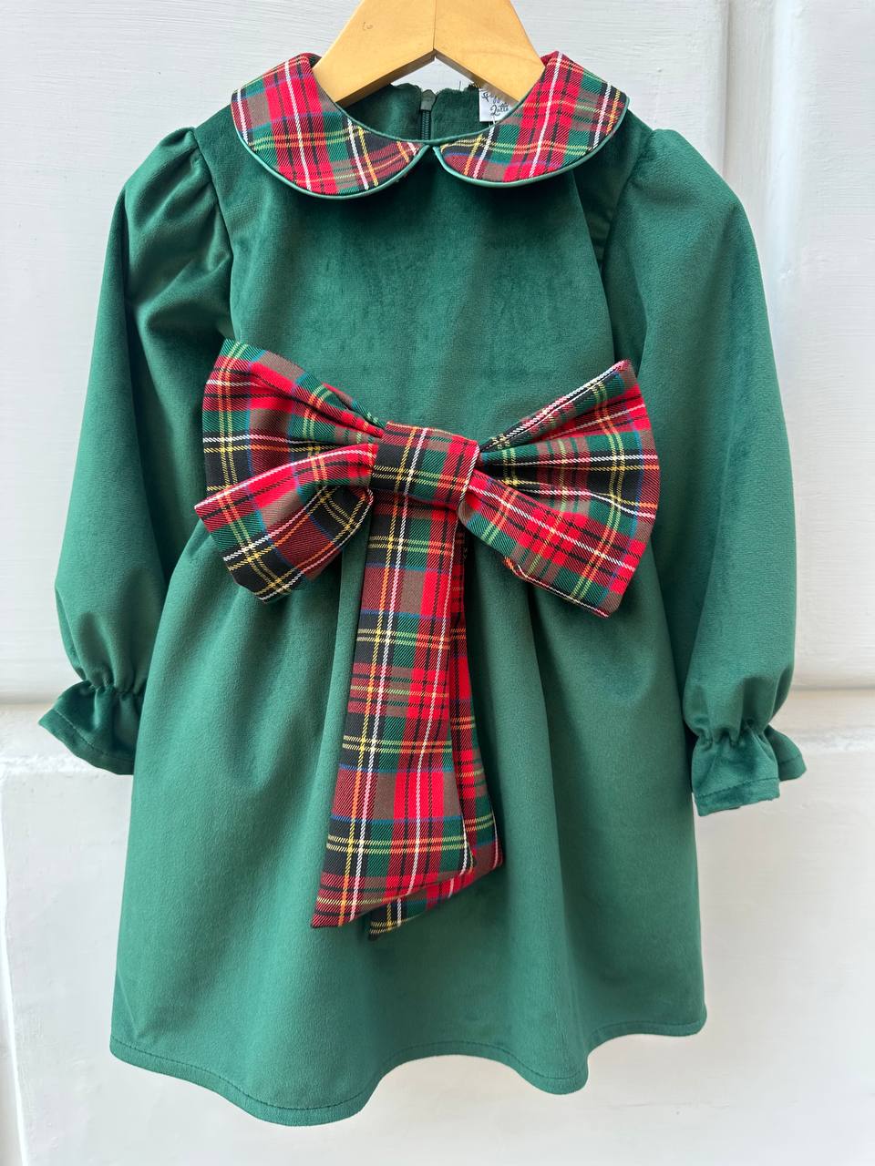ABITO VERDE CON FIOCCO TARTAN PAPPA&LATTE