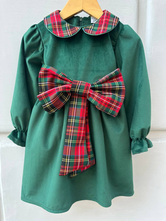 ABITO VERDE CON FIOCCO TARTAN PAPPA&LATTE