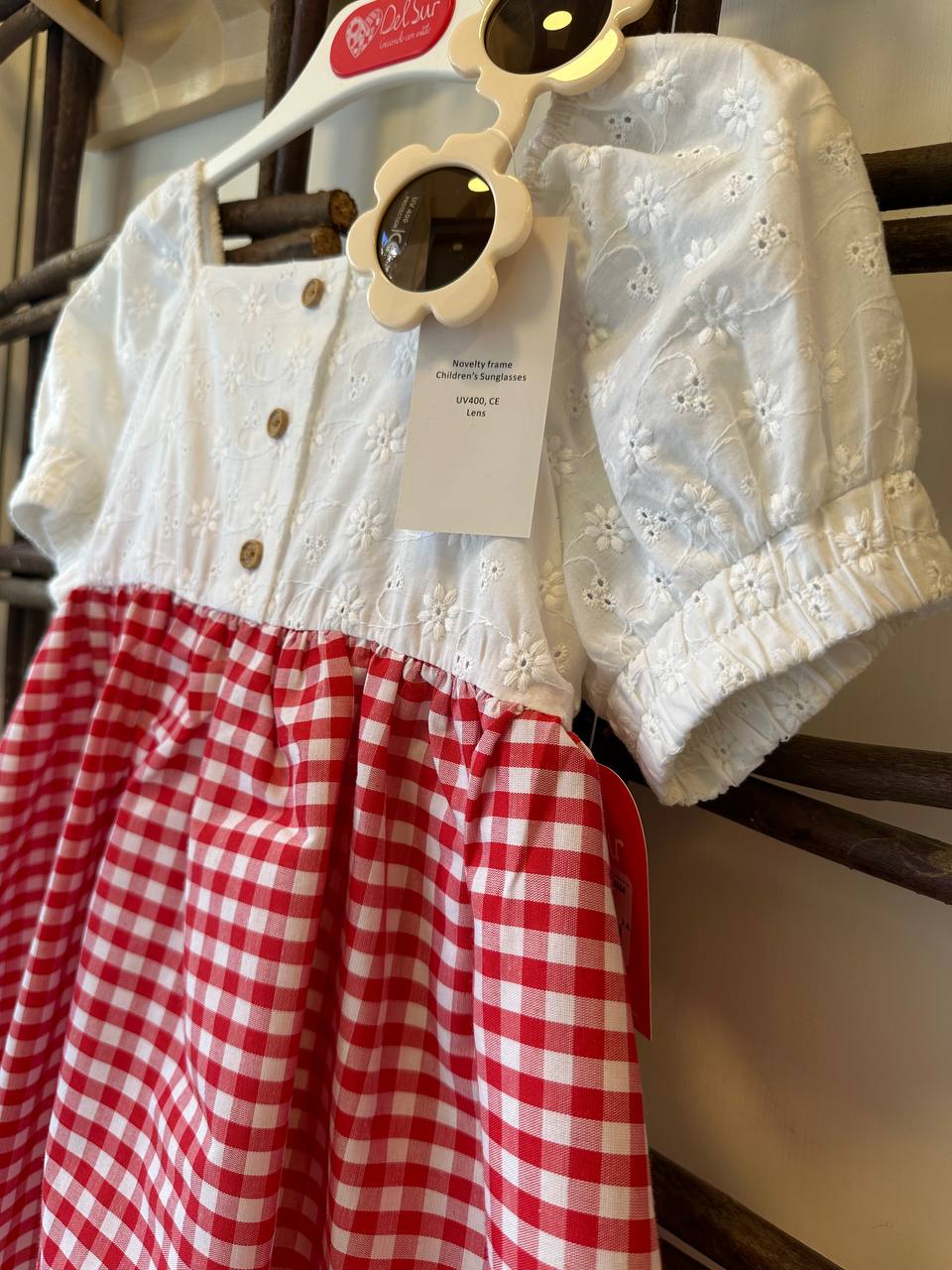 VESTITO QUADRI ROSSO DEL SUR