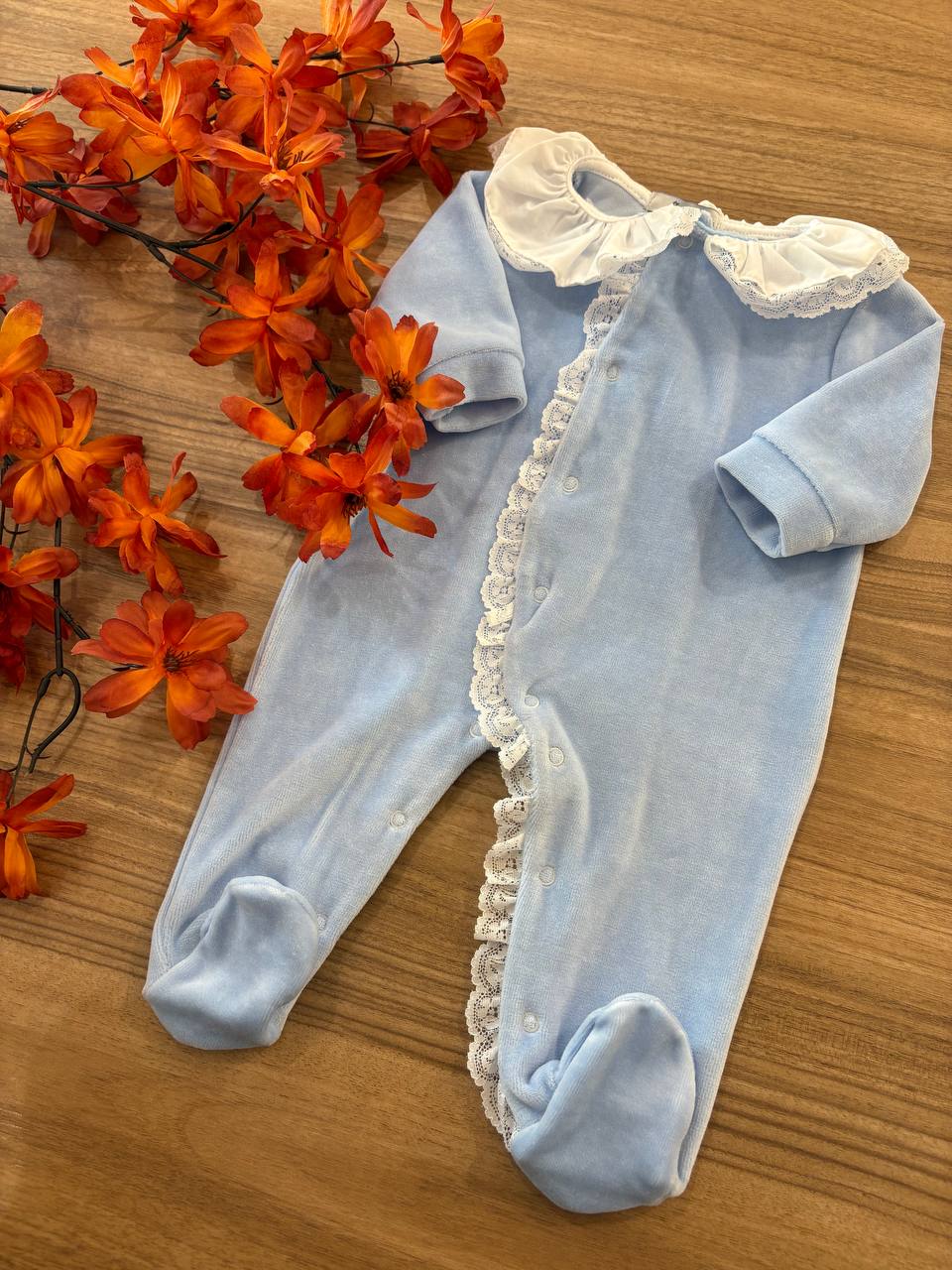 Tutina CELESTE IN CINIGLIA CON PIZZO
