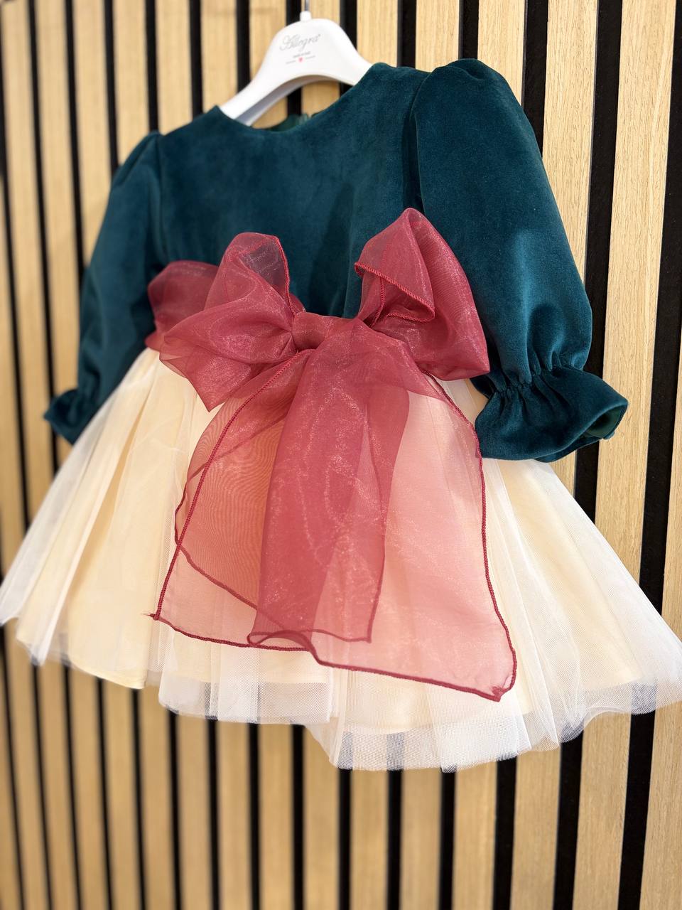 Abito TRICOLORE CON FIOCCO ORGANZA ALLEGRA
