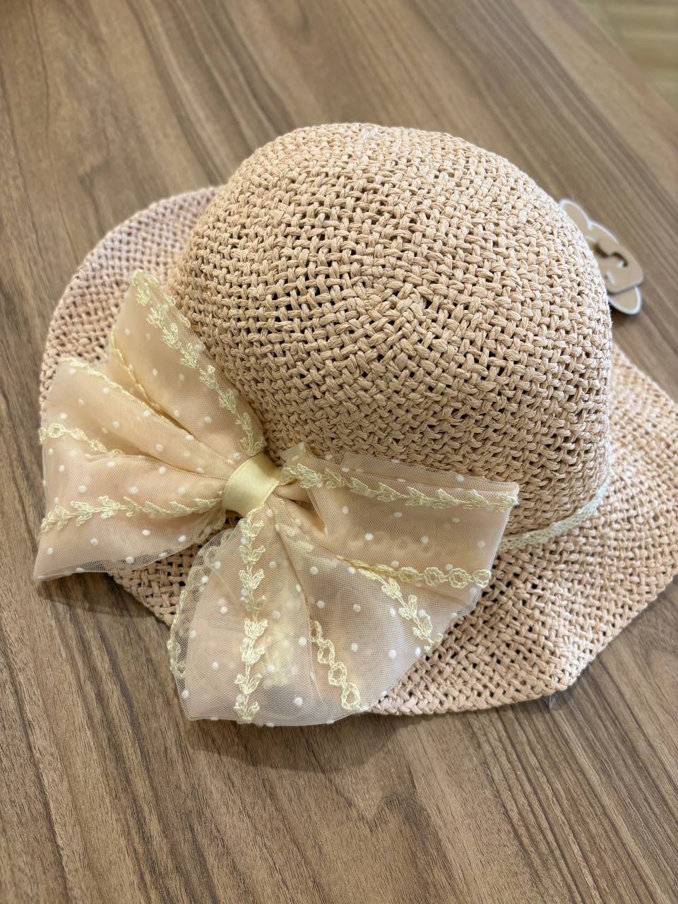 Cappellino PAGLIA ROSA CON FIOCCO MONNUAGE