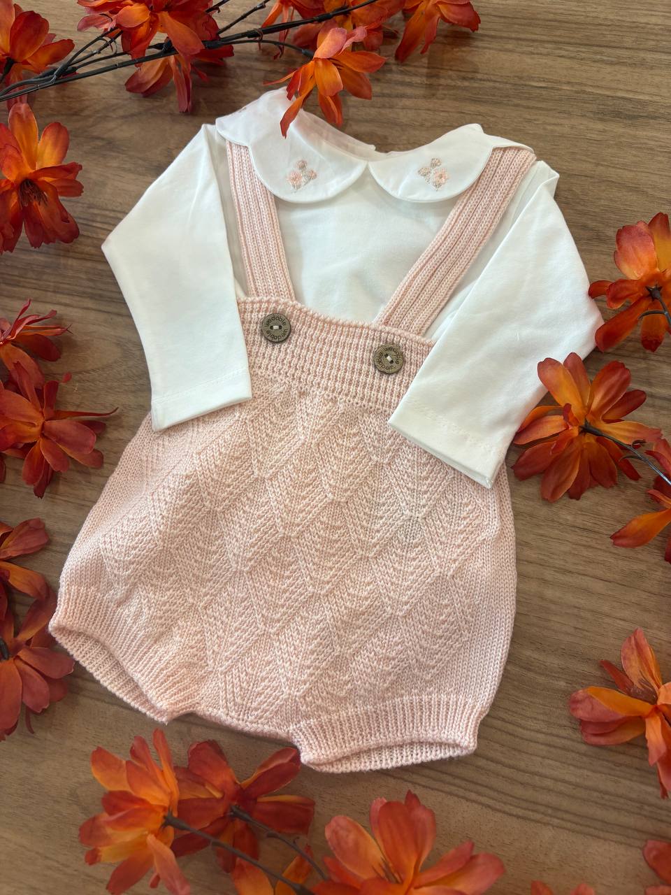 Completo Salopette e Body Rosa Cipria WEDOBLE