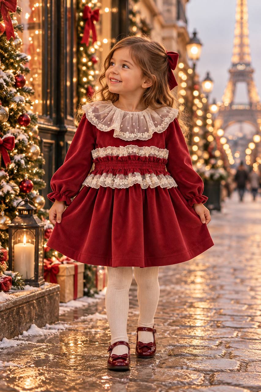 Abito Noël Rouge BORGOGNA IN VELLUTO FOFETTES