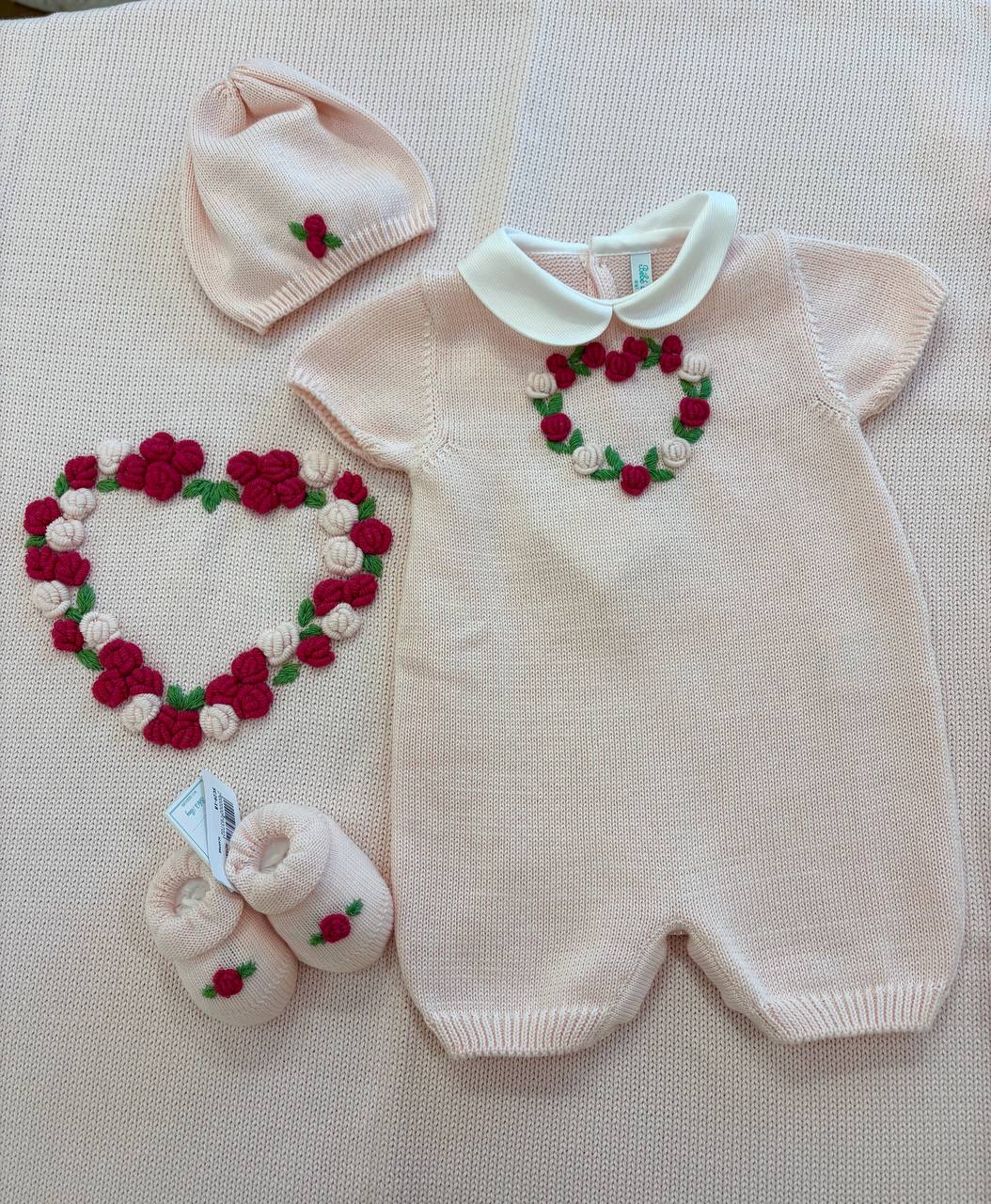 COORDINATO NASCITA CUORE DI ROSE ROSA BEBÉ DI ALMY