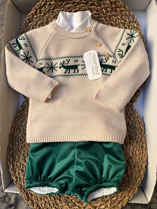 Completo VERDE E BEIGE RENNE VALENTINA BEBÈS