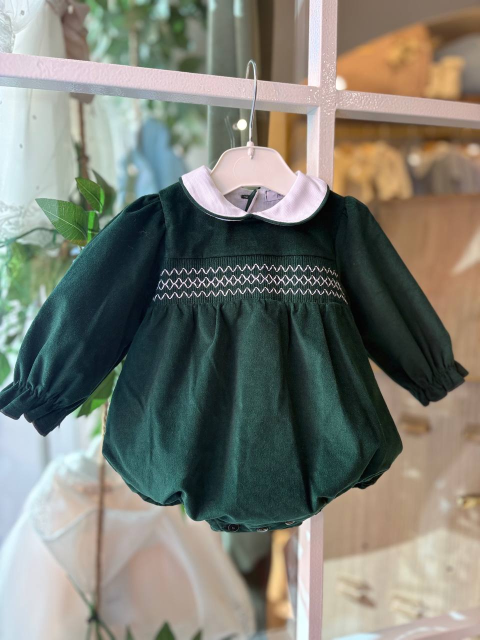 Pagliaccetto PUNTO SMOCK VERDE BOSCO