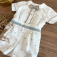 Abito BATTESIMALE POIS CELESTE E BEIGE PONTO POR PONTO