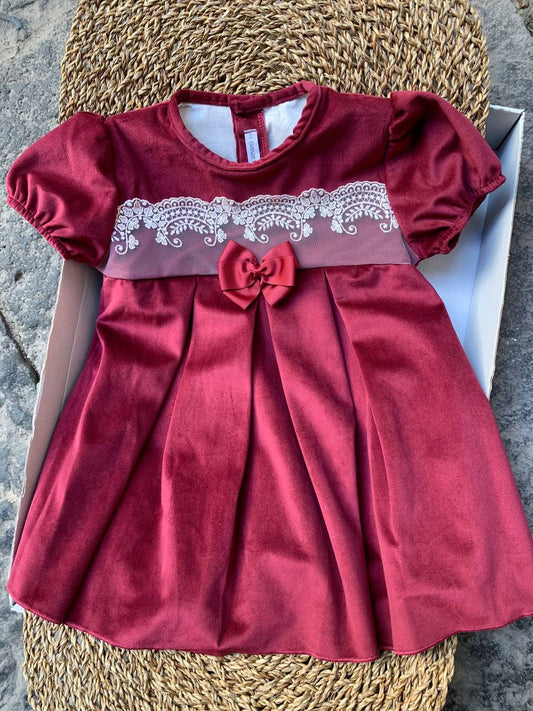 Vestito VELLUTO BORDEAUX CALAMARO