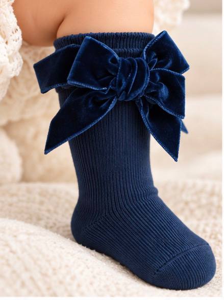 Calzini BLU CON FIOCCO IN VELLUTO CONDOR